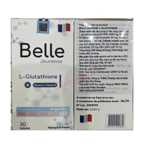 Viên uống Belle Jeunesse L-glutathione Hỗ Trợ Trắng Da Date 2026 [Chính Hãng]