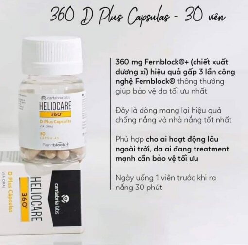 Viên Uống Chống Nắng Heliocare 360° D Plus Capsulas Via Oral 30 Viên [Chính Hãng]