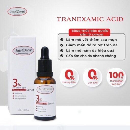 Intelderm 3% Tranexamic Acid Serum Hỗ Trợ Giảm Nám Tàn Nhang 30ml