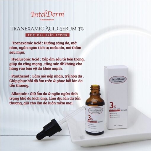 Intelderm 3% Tranexamic Acid Serum Hỗ Trợ Giảm Nám Tàn Nhang 30ml