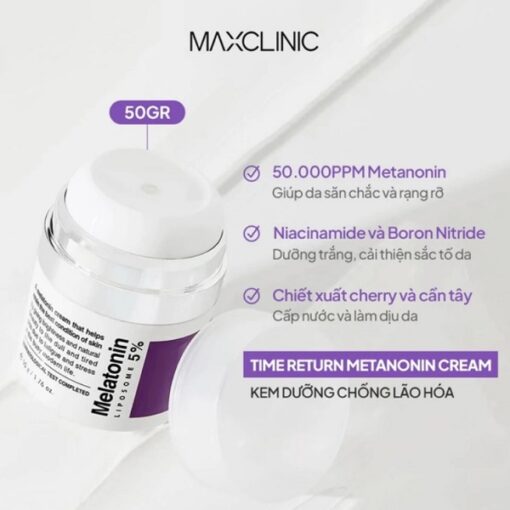 Kem Dưỡng Mờ Nám Melatonin Liposome 5% Maxclinic Time Return Cream 50g