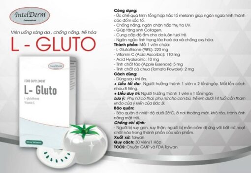 Viên Uống IntelDerm L-Gluto Hỗ Trợ Làm Sáng Da 30 Viên [Chính Hãng]