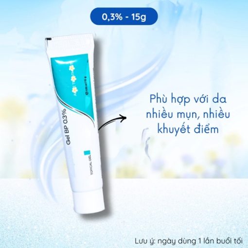 Klena Gel Adapalene 0.1% và 0.3% 30g Giảm Mụn Ẩn, Mụn Trứng Cá, Mờ Thâm