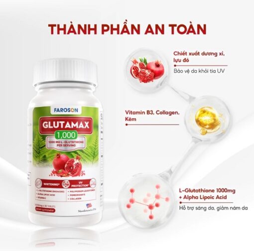 Faroson Glutamax 1000 Viên Uống Hỗ Trợ Trắng Da của Mỹ [Chính Hãng Hàng Công Ty]